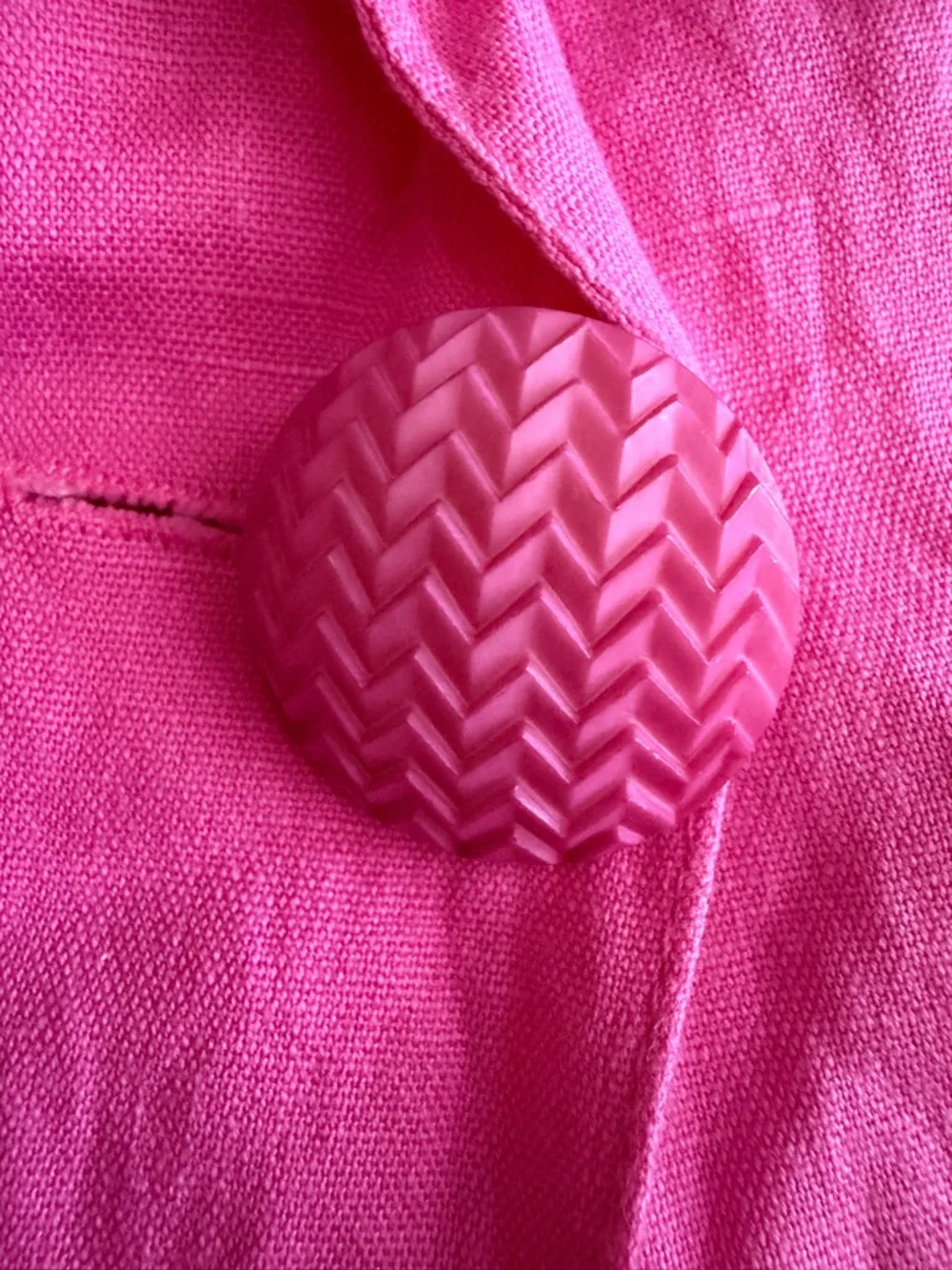 🩷🎀GENE EWING Neiman Marcus Magenta Linen Blouse Shirt - Picture 4 of 5